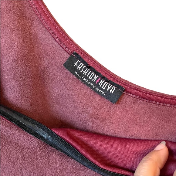 Fashion Nova Women's Sleeveless Suede Dress Size XL in Burgundy Color - Picture 3 of 11